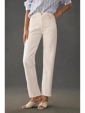 Citizens of Humanity Florence High Rise Crop Wide Straight Jeans White 25